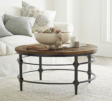 Parquet Round Reclaimed Wood Coffee Table (36") | Pottery Barn (US)