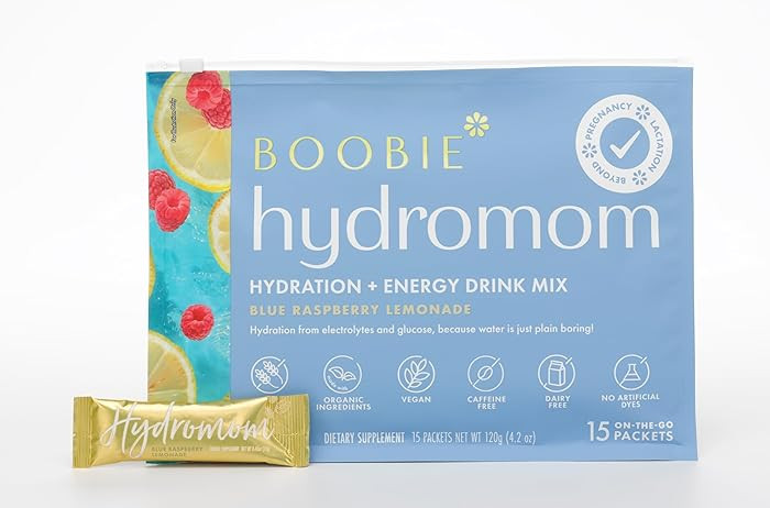 Boobie Hydromom Superfood Electrolyte Drink Mix, Blue Raspberry Lemonade | Refreshing Energy & Hy... | Amazon (US)