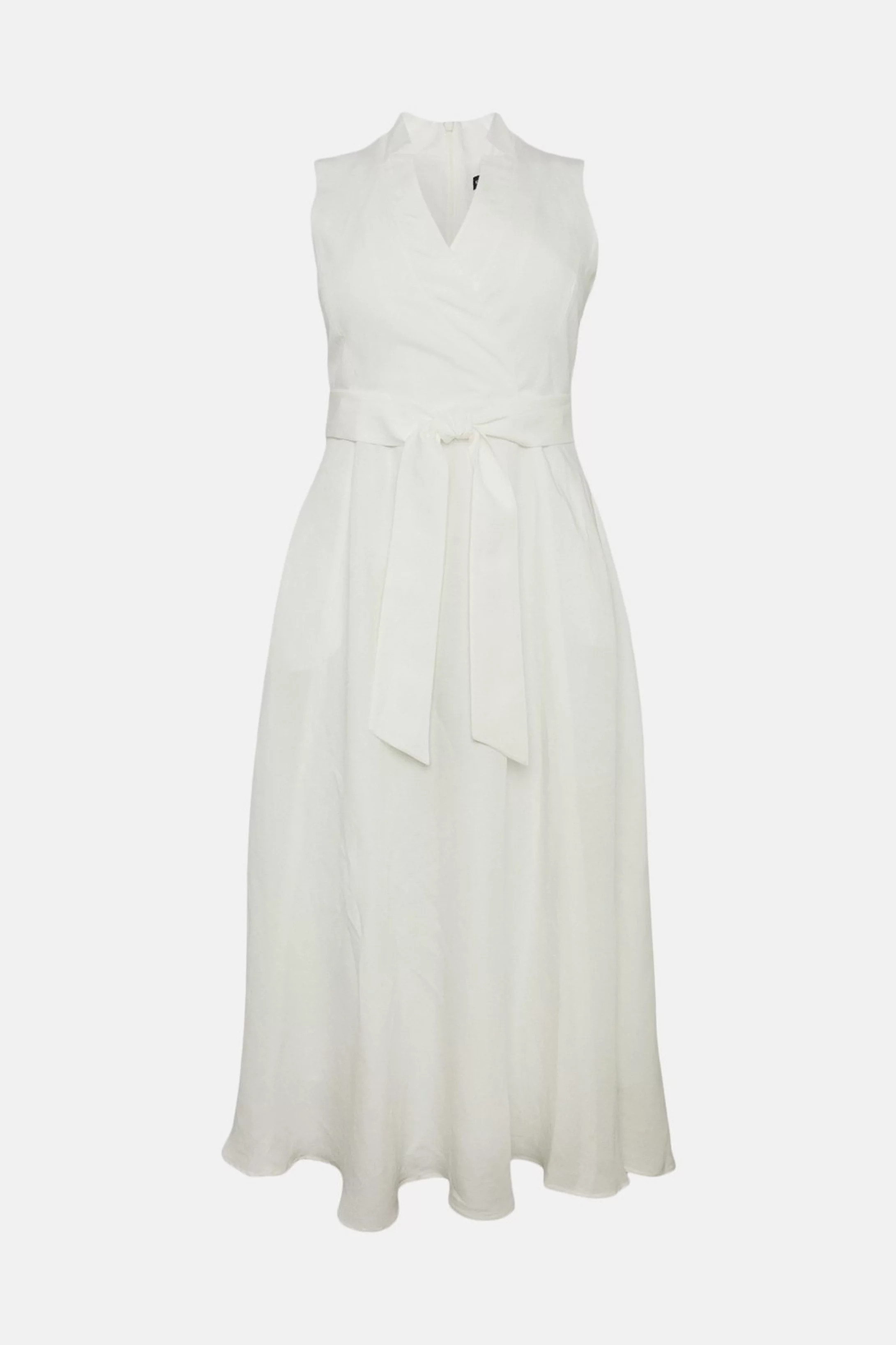 Lydia Millen Plus Size Linen Wrap Tie Waisted Maxi Dress | Karen Millen UK + IE + DE + NL