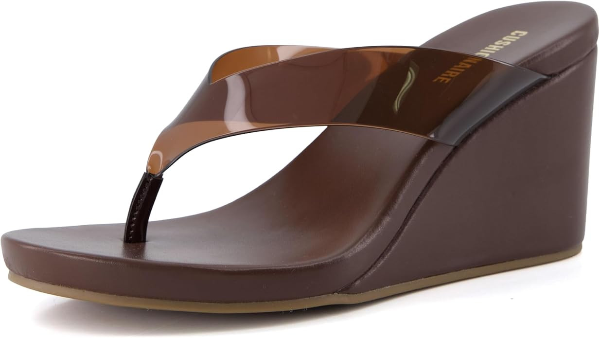 CUSHIONAIRE Bera Platform Thong Womens Sandals, Stylish Wedge Flip Flops for Women with Contoured... | Amazon (US)