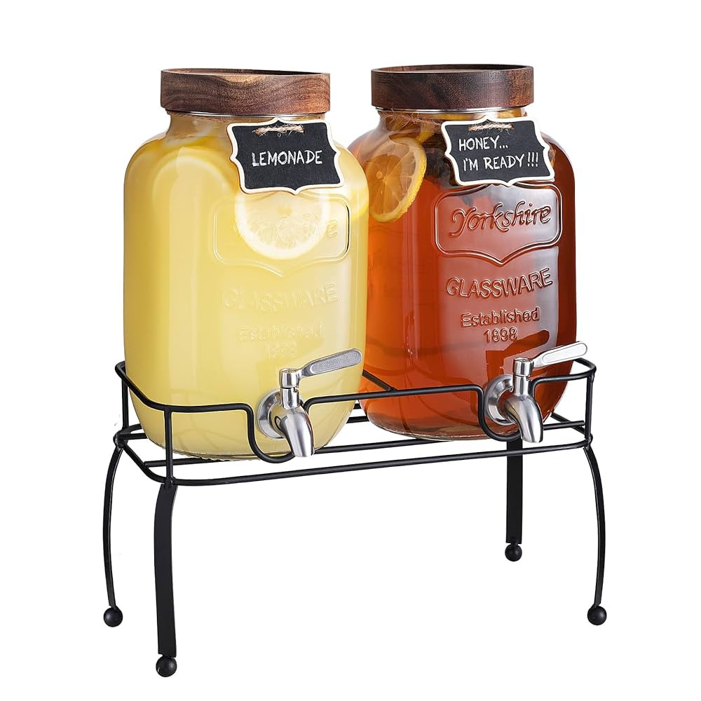 mustry Glass Drink Dispenser for Parties, 1 Gallon Beverage Dispenser with Stand and Spigot Solid... | Amazon (US)