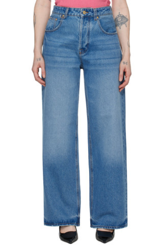Blue Les Sculptures 'Le de-Nîmes large' Jeans | SSENSE