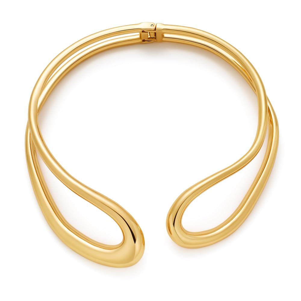 Chunky Collar Necklaces for Women Bold Gold Silver Teardrop Choker Necklace Open Cuff Necklace Fa... | Amazon (US)