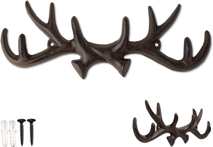 Comfify Vintage Cast Iron Deer Antlers Wall Mounted Hooks | Antique Finish Metal Clothes Hanger R... | Amazon (US)