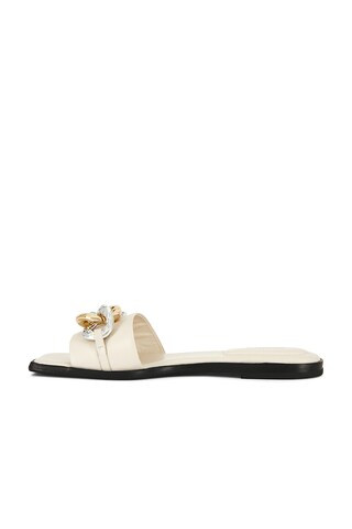 SIMKHAI Arlo Chain Leather Flat Slide in Cream from Revolve.com | Revolve Clothing (Global)