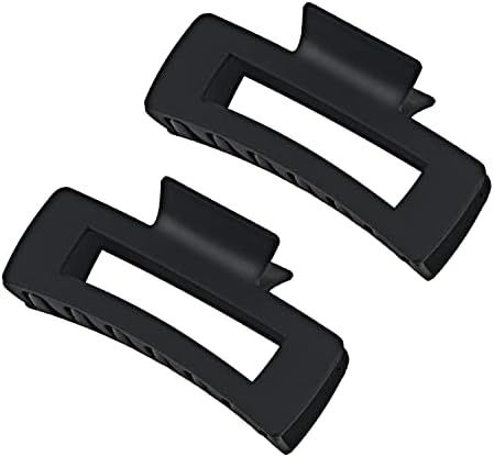 Black Hair Claw Clips Large Hair Clips for Women Girls, 4.2'' Matte Rectangle Hair Clips for Thick H | Amazon (US)