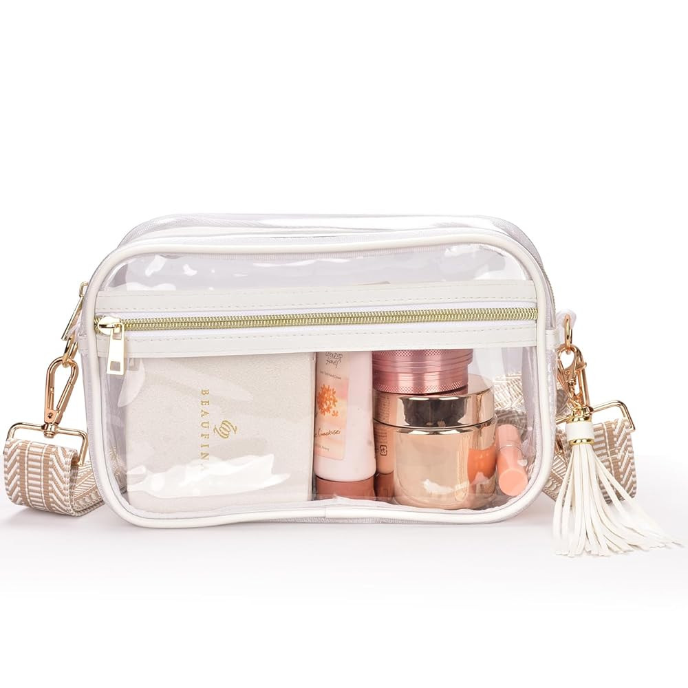 Clear Crossbody Bag Stadium Approved Clear Purse - Transparent Messenger Bag with Front Pocket | Amazon (US)