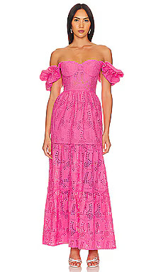 Line & Dot Young Love Midi Dress in Pink from Revolve.com | Revolve Clothing (Global)