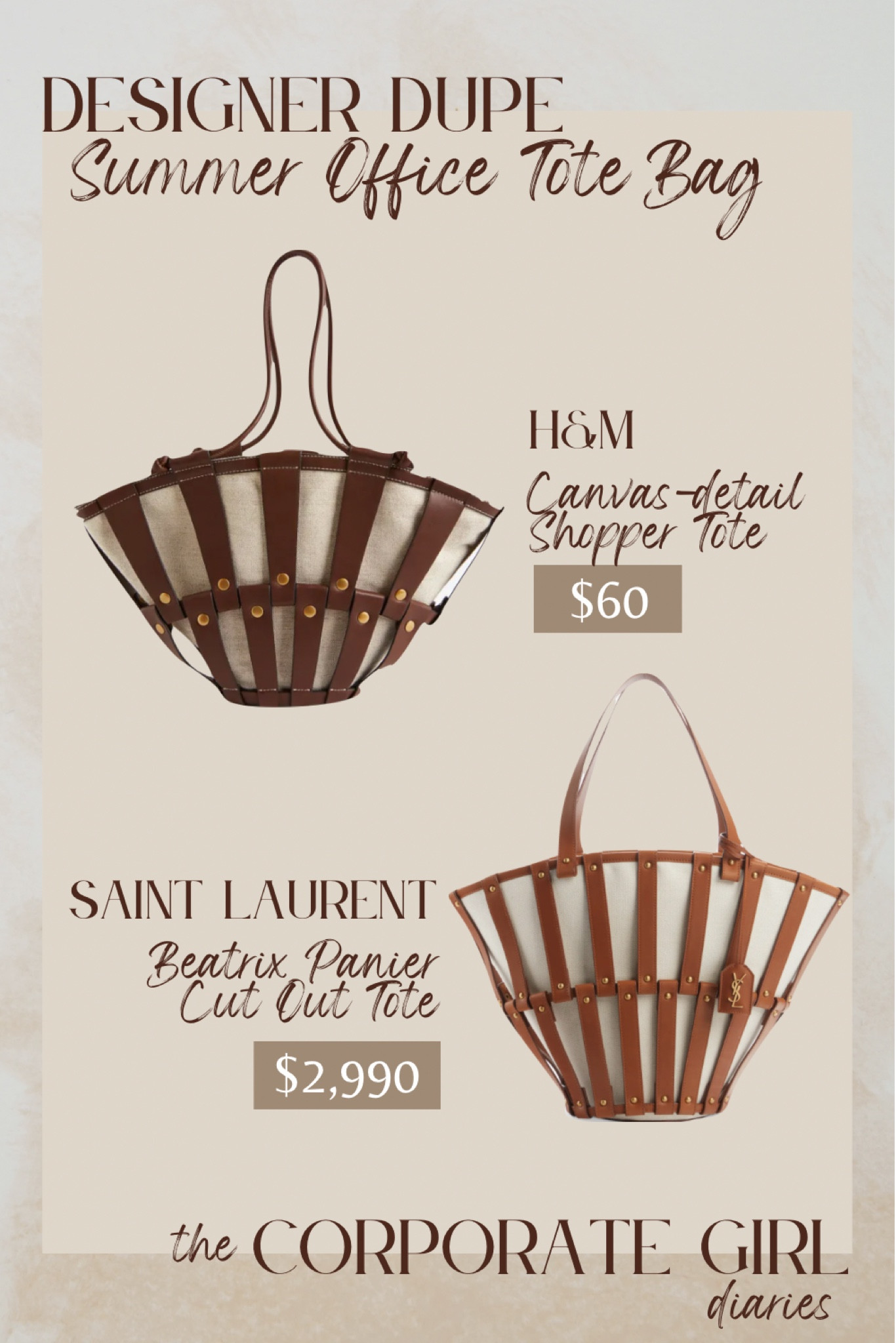 stylish Saint Laurent tote bag dupe from H&M! At just $60, it's a steal. Perfect for business casual vibes, this bag pairs effortlessly with any outfit, whether you're rocking a power suit or a chic dress. Elevate your corporate baddie status with this must-have accessory. your new favorite work bag! #OutfitIdeas #Fashion #DressToImpress #BusinessCasual #CorporateBaddie #OfficeOutfits

#LTKsalealert #LTKitbag #LTKworkwear