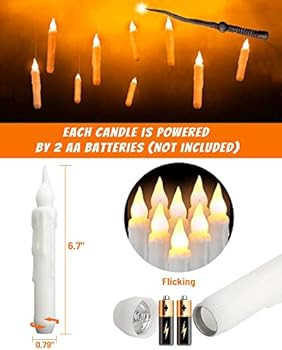Halloween Decorations - 12Pcs Floating Candles with Remote Control, Battery-Operated, Hanging Fla... | Amazon (US)