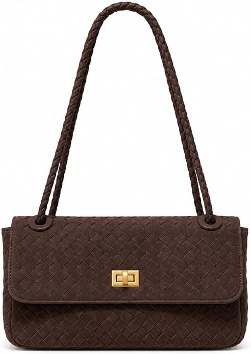 Woven Suede Shoulder Bag, Large Capacity Hobo Purse & Satchel Handbags | Soft faux suede with a v... | Amazon (US)