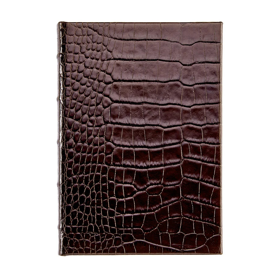 8" Hardcover Journal | Brown Crocodile Embossed Leather | GiGi New York / Graphic Image