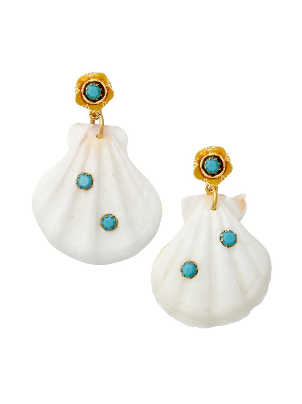 Summer Friday Antique 24K Gold-Plated, Turquoise & Pectan Shell Drop Earrings | Saks Fifth Avenue