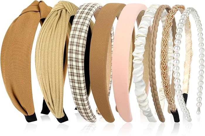 9 Pack Headbands for Women Girls, Pearl and Boho Head Bands for Women's Hair, Trendy Thin and Wid... | Amazon (US)