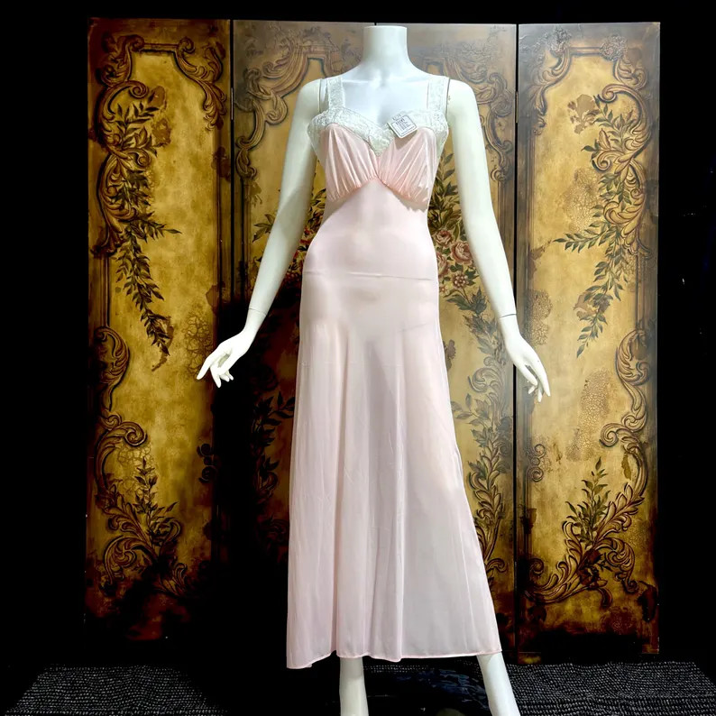 Vintage 1950s Nightgown Slip Dress, MYRA JOY Sheer Petal pink Lingerie Dress | Etsy (Global)