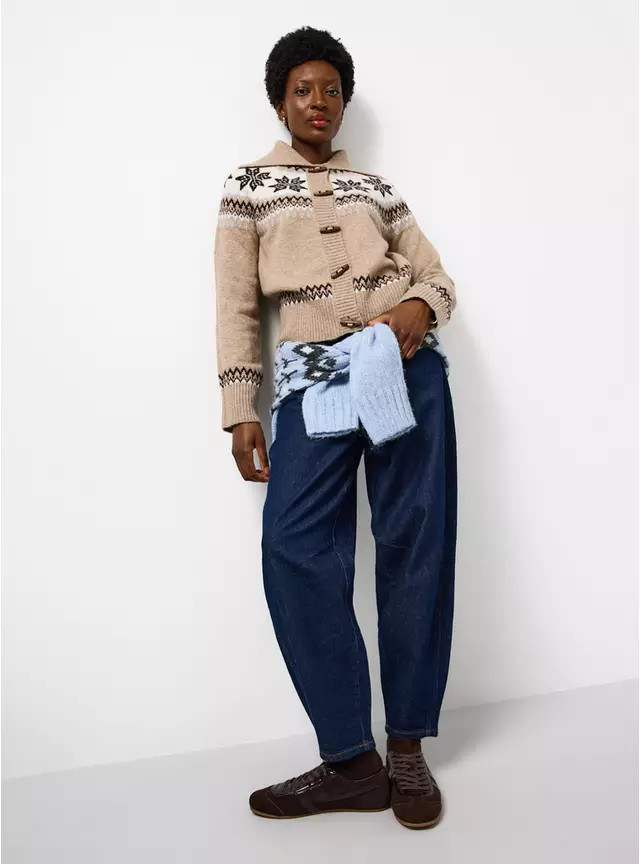 Brown Fairisle Toggle Cardigan S | Tu Clothing