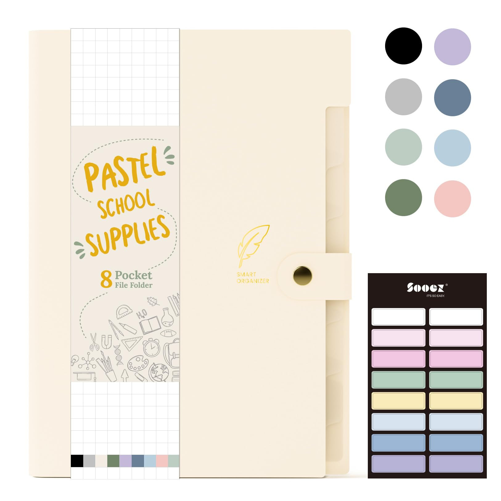 Sooez Aesthetic 8 Pocket Accordion File Organizer, Pastel Expanding File Folder for Important Doc... | Amazon (US)