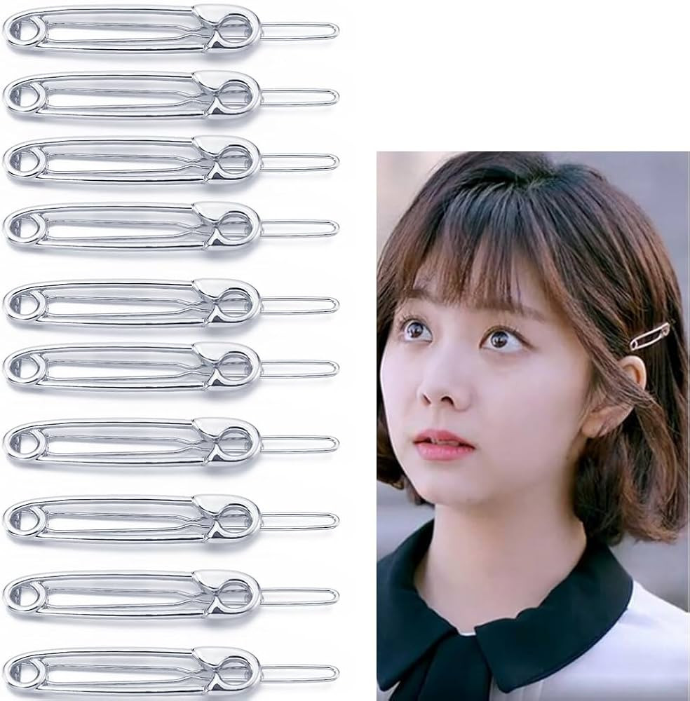 Silver Safety Pin Hair Clips Y2K Hair Accessories Goth Hair Clip for Women 10 Pcs Metal Safety Pi... | Amazon (US)