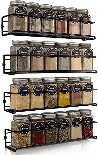 ZICOTO Space Saving Spice Rack Organizer for Cabinets or Wall Mounts - Easy To Install Set of 4 H... | Amazon (US)