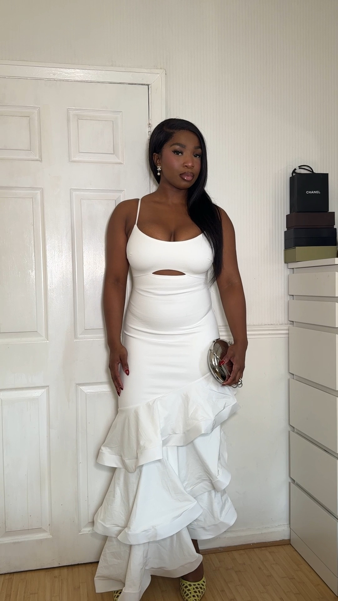 Extreme ruffle hem white maxi dress. Perfect for a holiday 

#LTKwedding #LTKeurope #LTKsummer