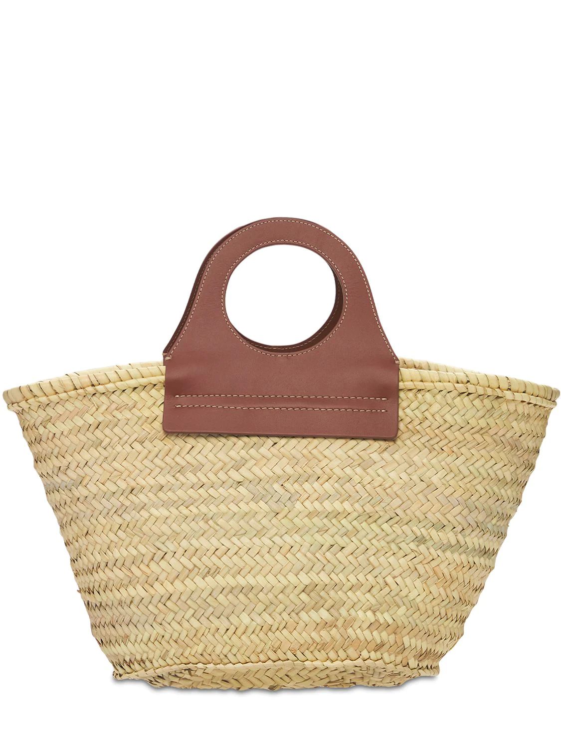 Hereu - Cabas handwoven straw basket bag - Chestnut | Luisaviaroma | Luisaviaroma