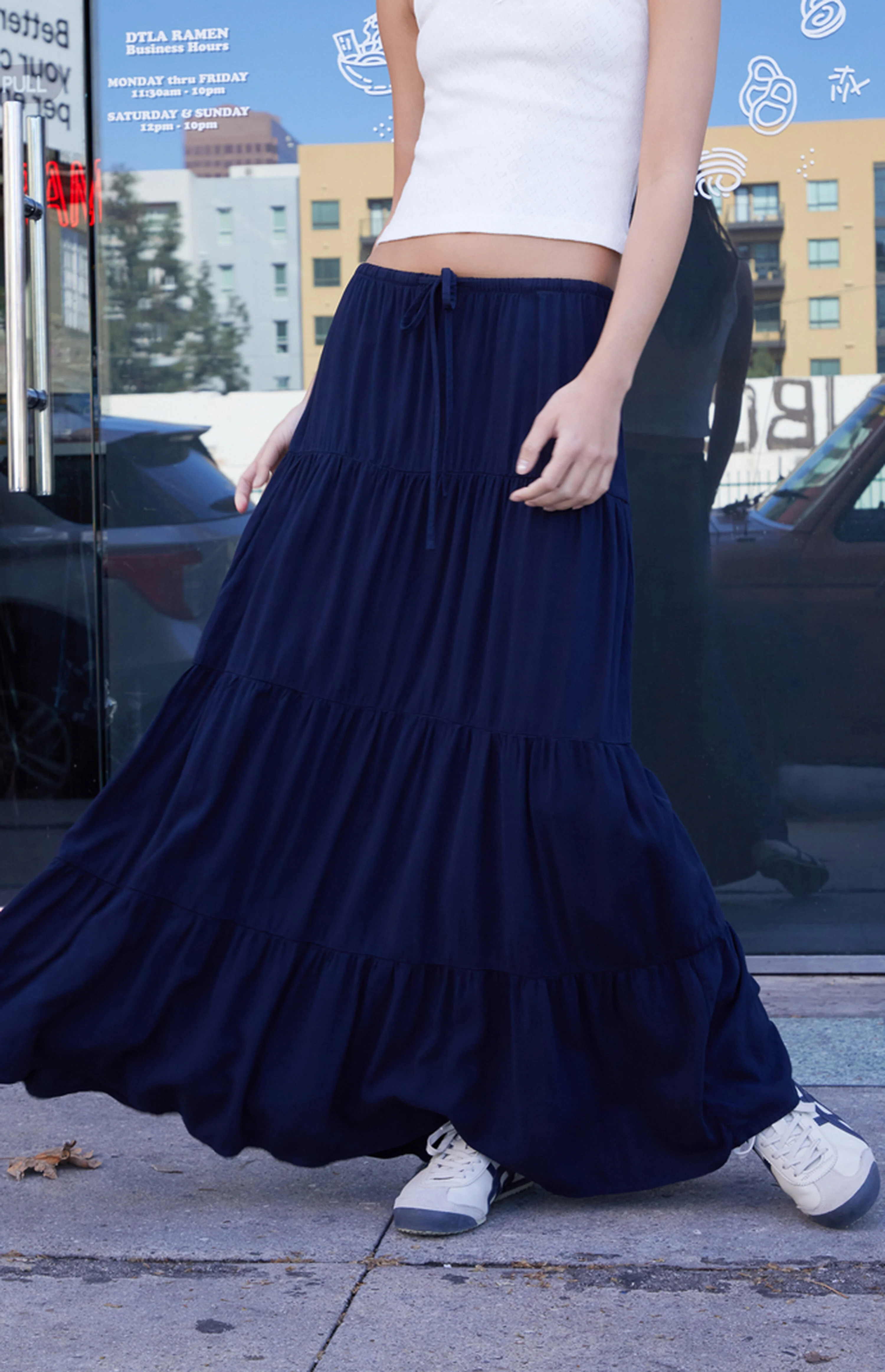 John Galt Navy Izzy Maxi Skirt | PacSun