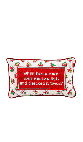 Check It Twice Needlepoint Pillow in Red & White | Revolve Clothing (Global)