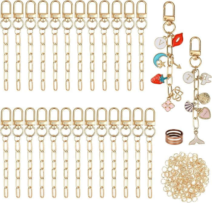 Starry 126Pcs Keychain Making Kit DIY Bag Charm Kit 25 Set Keychain Clips with Extender Chain Bul... | Amazon (US)