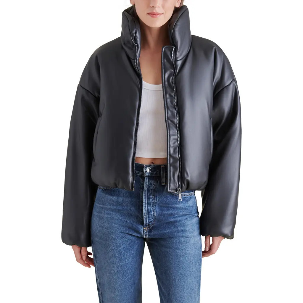 Steve Madden Stratton Faux Leather Puffer Jacket in Black at Nordstrom, Size X-Small | Nordstrom