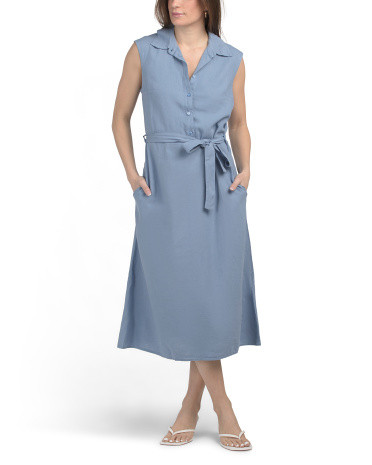 Made In Italy Linen Blend Sleeveless Shirt Dress | Casual Dresses  | Marshalls | Marshalls