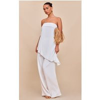 White Textured Wide Leg Pants | PrettyLittleThing US