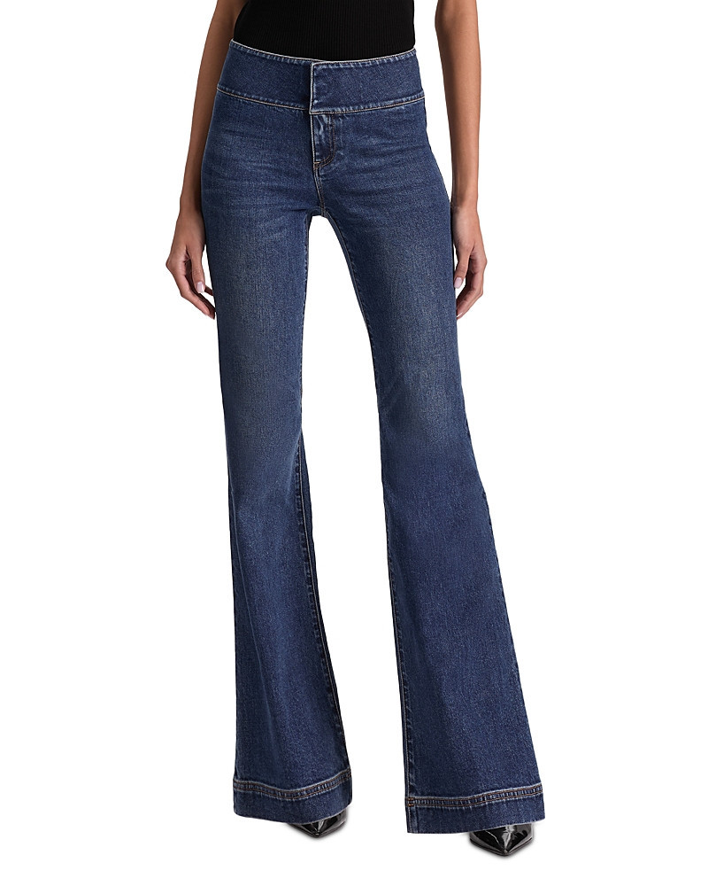 Alice and Olivia High Rise Flare Jeans in Danica Dark Indigo | Bloomingdale's (US)