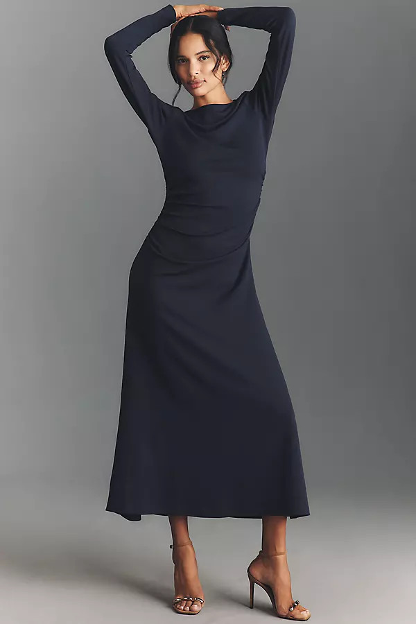 By Anthropologie Long-Sleeve Cowl-Back Maxi Dress | Anthropologie (US)