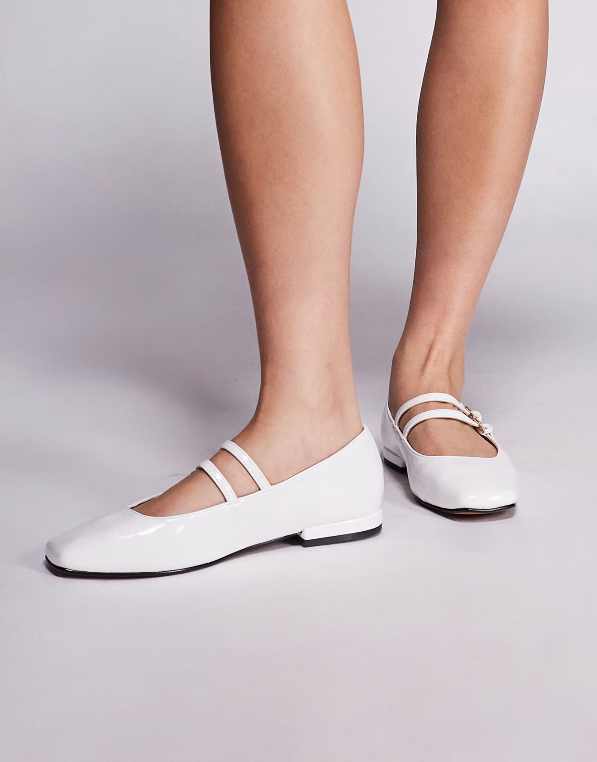 River Island mary jane square toe ballet flat in white | ASOS (Global)