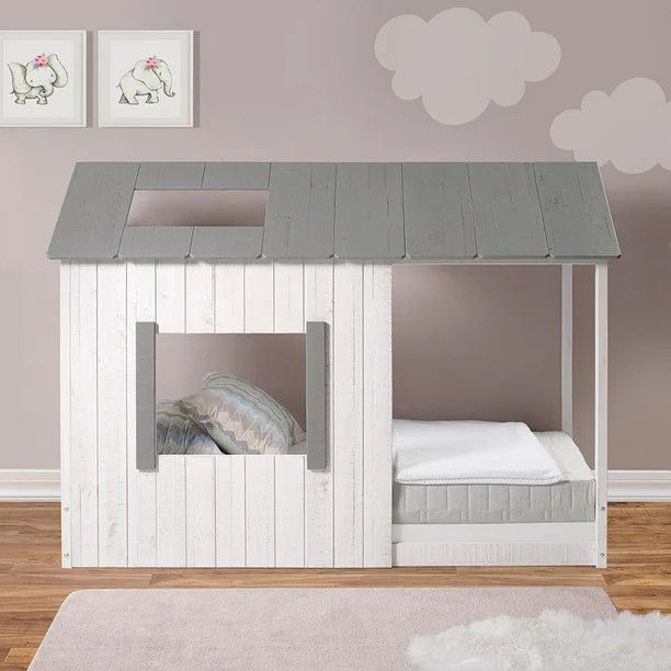 P'kolino Kid's House Twin Bed - Rustic White and Grey | Walmart (US)