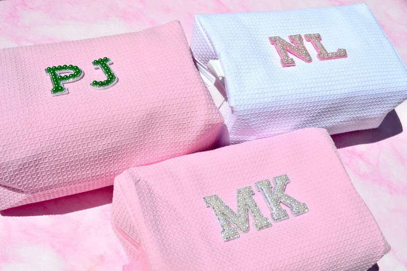 Pink and Green Waffle Makeup Bags, Tennis Bachelorette Makeup Bag, Margs and Matrimony Favors, Go... | Etsy (US)