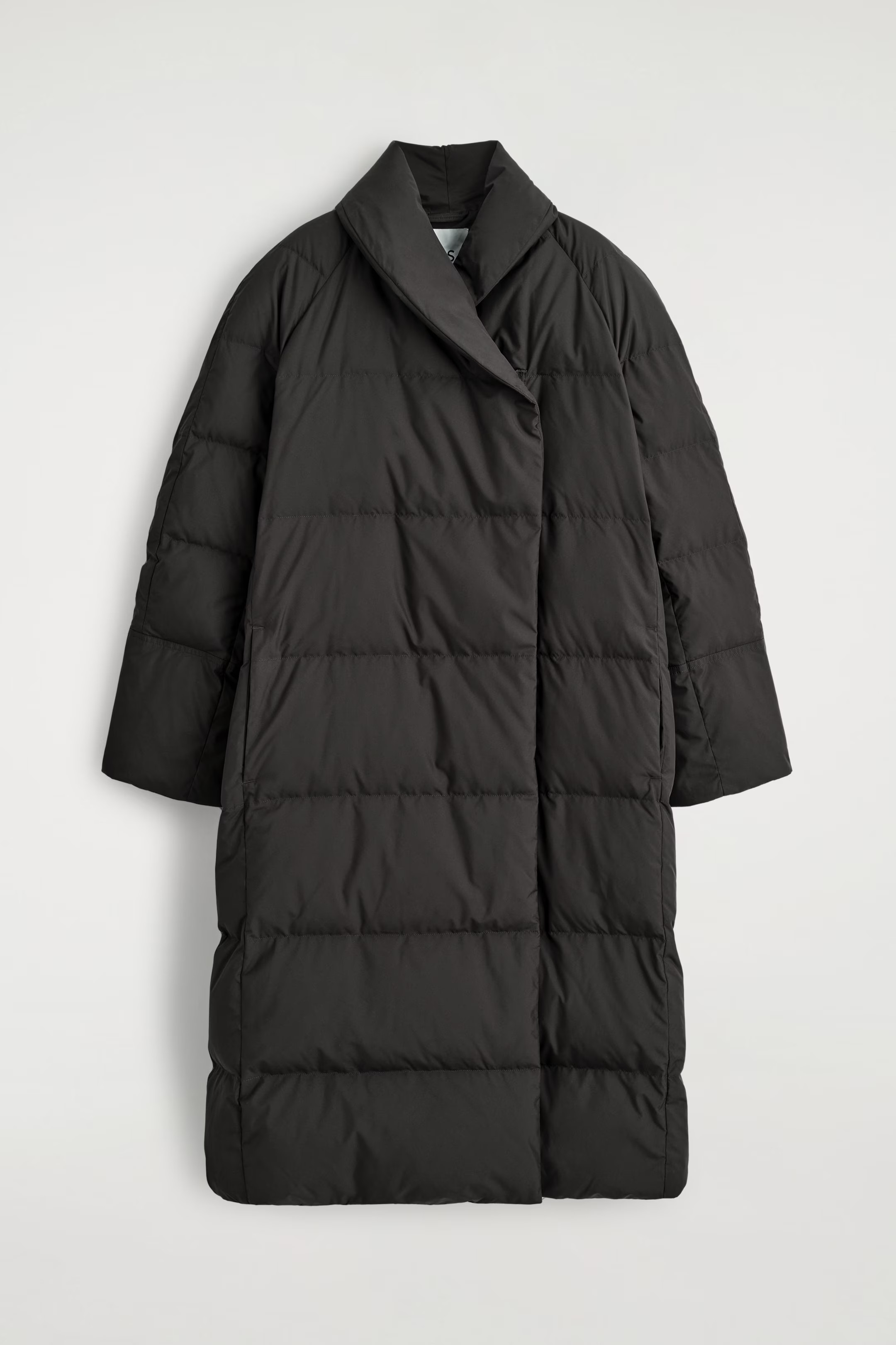 SHAWL-COLLAR QUILTED DOWN LONG COAT - DARK BROWN | COS GB | COS UK