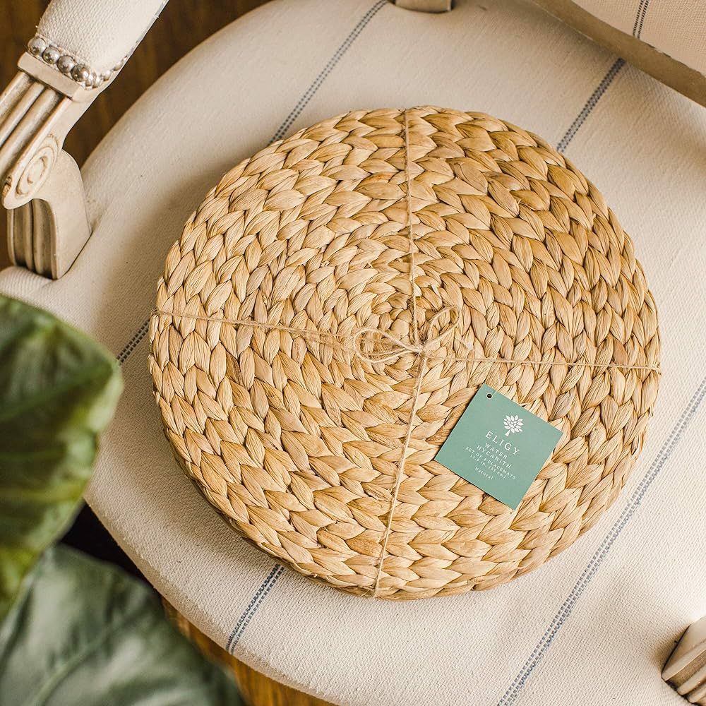 Wicker Placemats for Dining Table - Rattan Chargers Made of Natural Water Hyacinth - Farmhouse Pl... | Amazon (US)