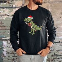 Santa T Rex Sweatshirt, Dinosaur Christmas Sweater, Shirt, Tree Shirt | Etsy (US)