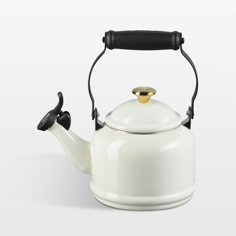 Le Creuset Demi 1.25-Qt. Cream Stovetop Whistling Tea Kettle + Reviews | Crate & Barrel | Crate & Barrel