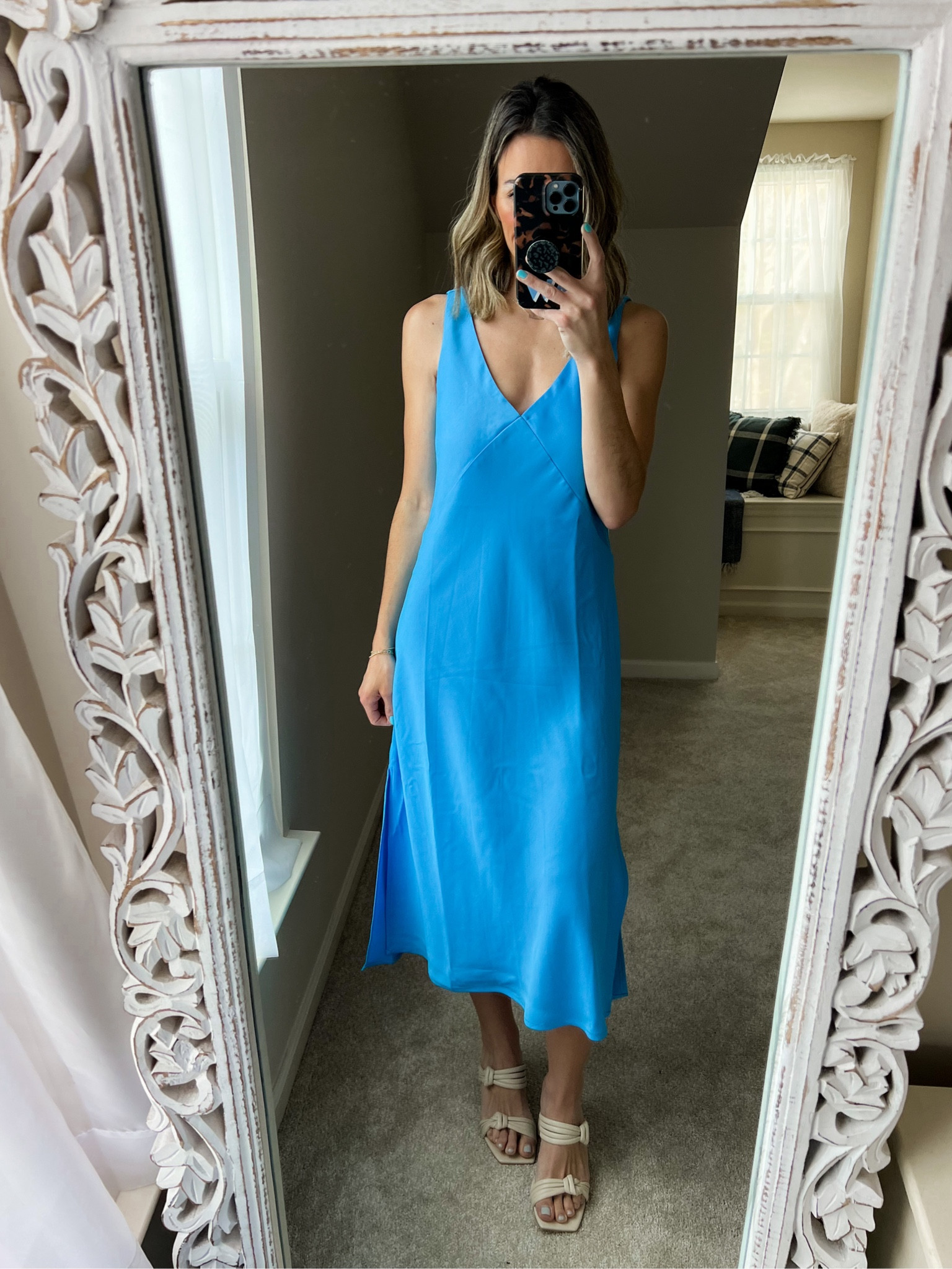 Women's Midi Slip Dress - A New Day™ Blue XS