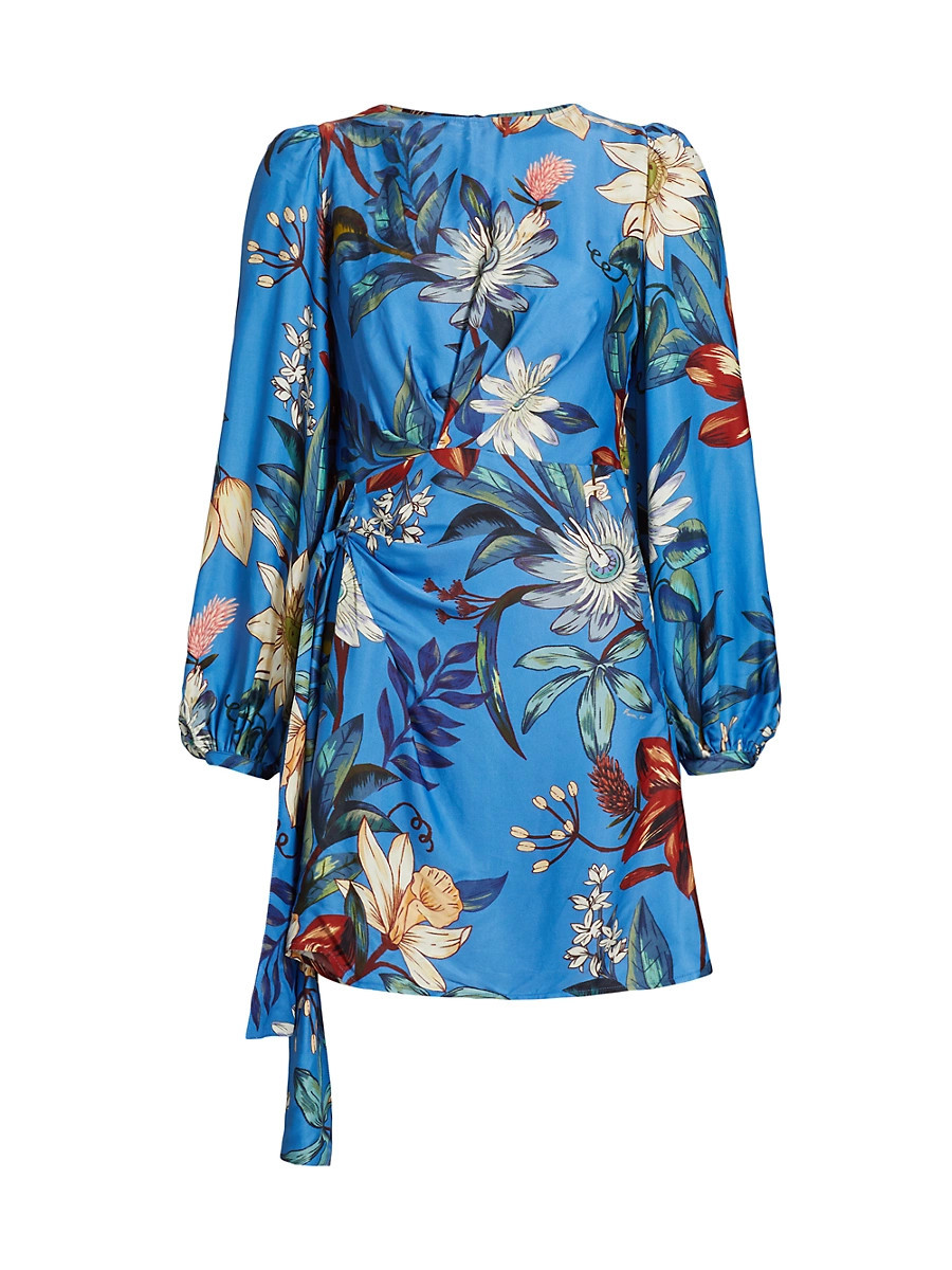 Women's Surreal Flowers Wrap Minidress - Blue - Size Large | Saks Fifth Avenue