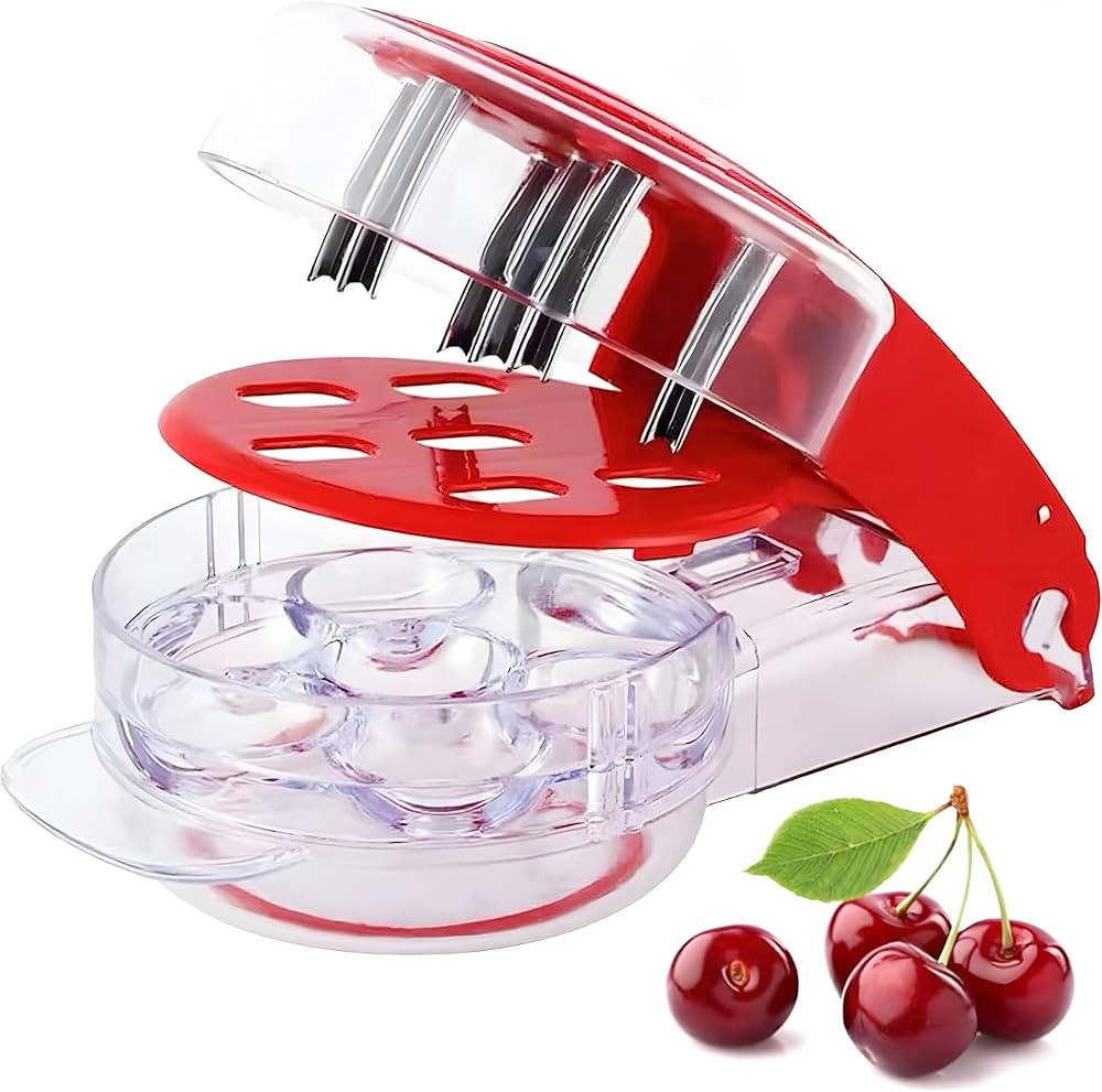 FONNYXK Cherry Pitter Tool - Push-Pull Cherry Seed Remover 6 at a Time - Portable Cherry Pitter T... | Amazon (US)