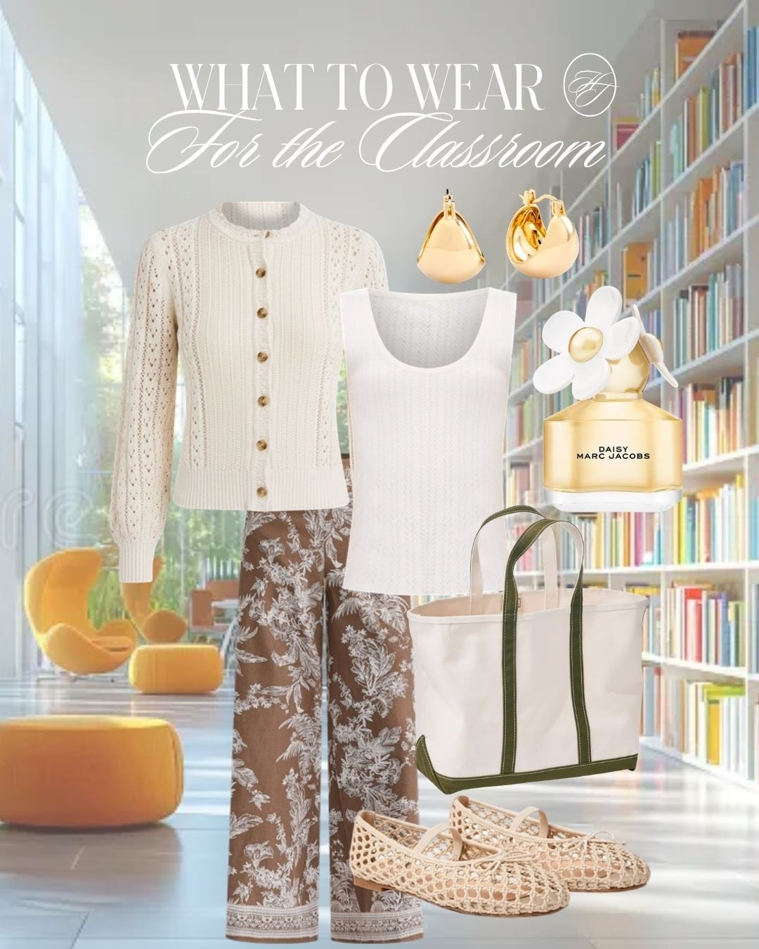 If you want to look put together but still comfortable all day—this is it 🤍

Outfit formula:
Lightweight cardigan + simple tank + printed trousers + woven flats + everyday tote + minimal gold jewelry

Perfect for teaching, busy days, or being on your feet all day. Everything is linked in this LTK post ✨

#teacheroutfits #smartcasualstyle #everydayoutfits #momstyle #casualworkwear

#LTKmomlife #LTKWorkwear #LTKootd