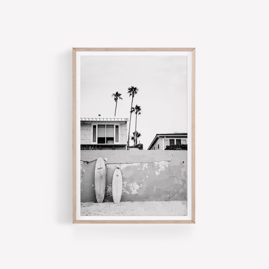 Surf Boards Black and White Print Beach Wall Art DIGITAL - Etsy | Etsy (US)