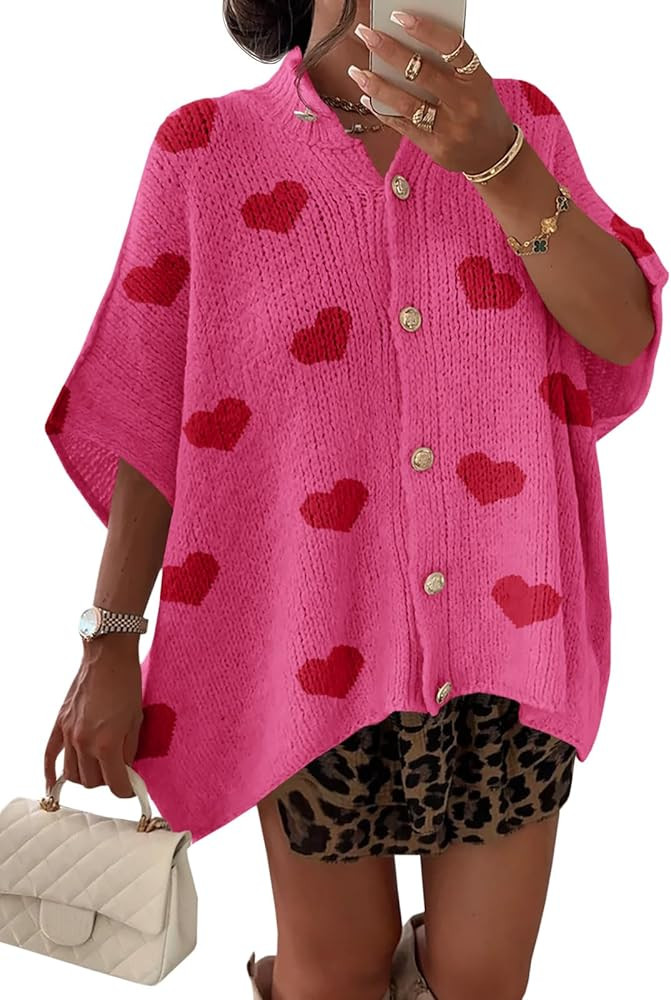 Saodimallsu Womens Oversized Cardigan Sweaters Short Sleeve Button Down Casual Lightweight Loose ... | Amazon (US)