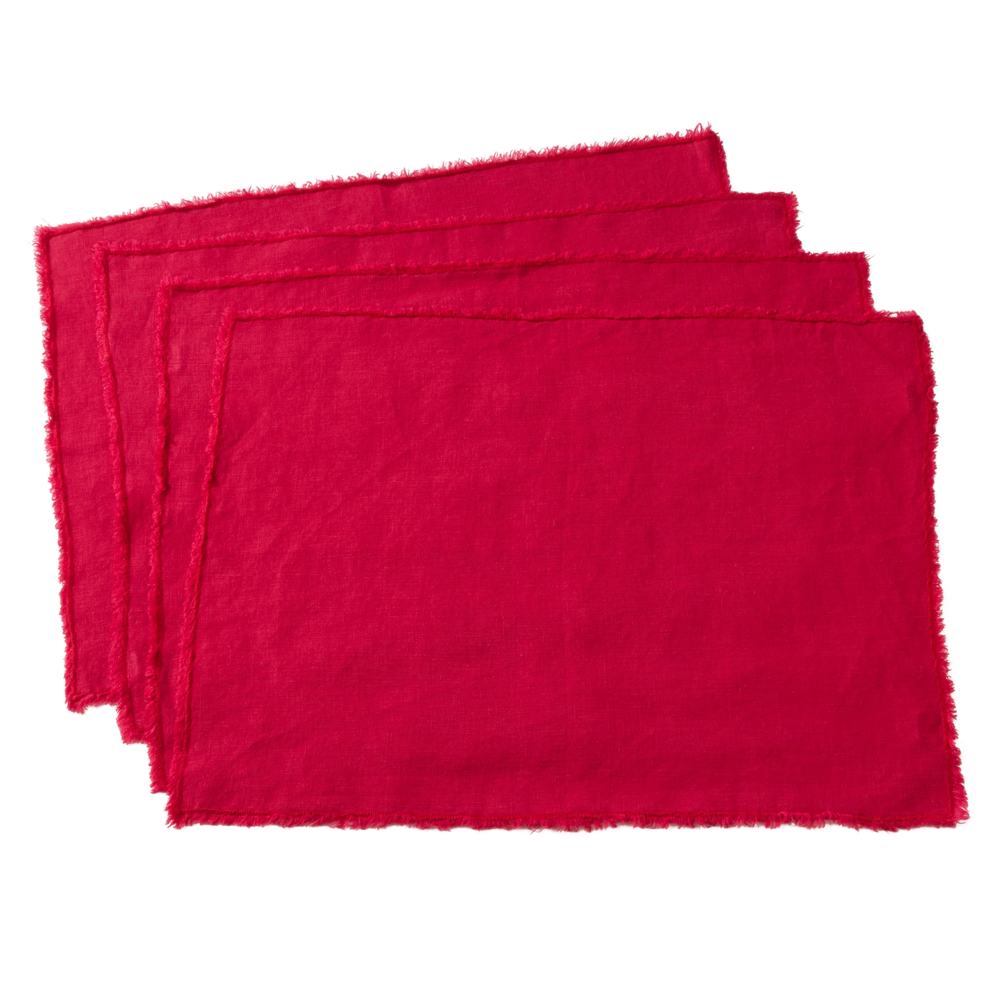 Saro Lifestyle Fringed Design Stone Washed Linen Napkins or Placements (Set of 4) | Walmart (US)