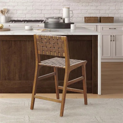 Faux Leather Woven Counter Stool | Wayfair North America