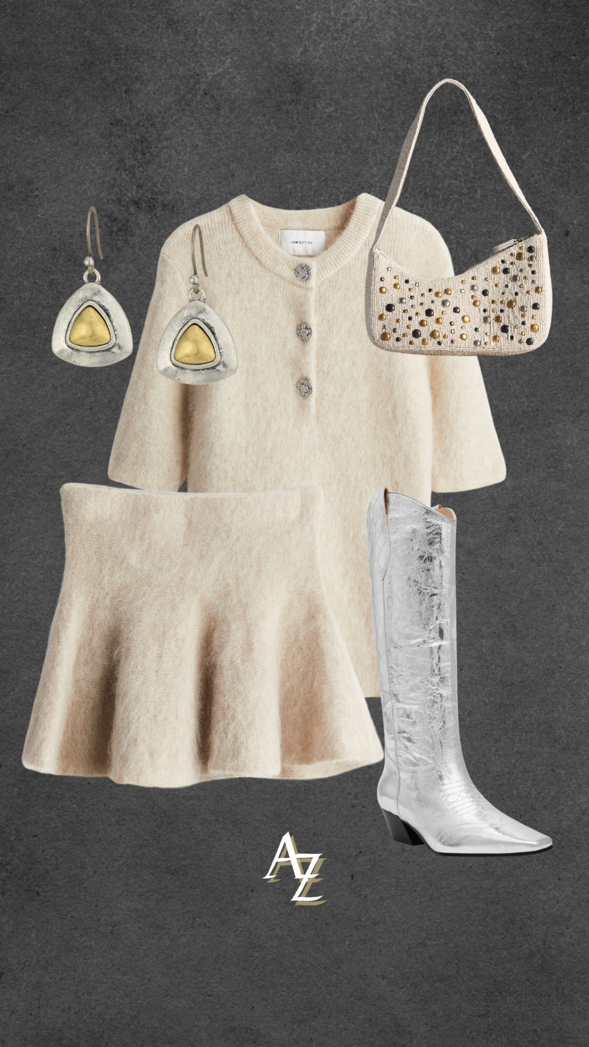 Your new fall look 🤎

Cream mohair top and skirt, silver cowgirl boots, beaded shoulder bag, silver and gold earrings, fall outfit, fall look, neutral outfit ✨

#LTKStyleTip #LTKSeasonal #LTKNYFW