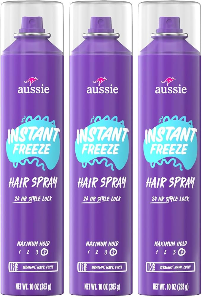 Amazon.com : Aussie Instant Freeze Hair Spray for Extreme Hold, Infused with Jojoba Oil & Sea Kel... | Amazon (US)